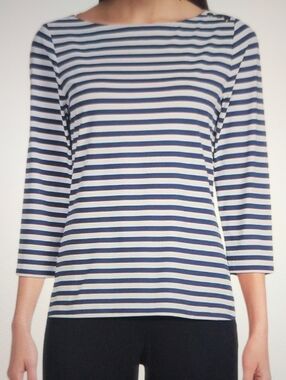 J. McLaughlin Wavesong Navy/White Striped Top